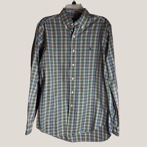 Men's Polo Ralph Lauren Blue Label Plaid Oxford Shirt - Picture 1 of 3